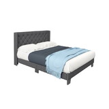 Costway Twin/Full/Queen Size Upholstered Platform Bed with Button Tufted Headboard-Full Size