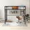 Costway 93874562 Twin Size Industrial Metal Loft Bed with Desk Storage Shelf and Build-in Ladder