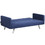 Costway 54673180 3 Seat Convertible Linen Fabric Futon Sofa with USB and Power Strip-Blue