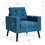 Costway 21594076 Mid-Century Upholstered Armchair Club Chair with Rubber Wood Legs-Blue