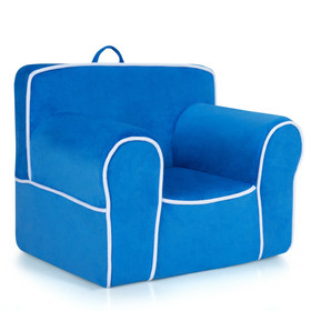Costway 82759106 Upholstered Kids Sofa with Velvet Fabric and High-Quality Sponge-Blue