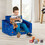 Costway 24086519 2-in-1 Convertible Kids Sofa with Velvet Fabric-Blue