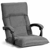 Costway 31796248 14-Position Adjusting Lazy Sofa Chair with Waist Pillow and Armrests-Gray
