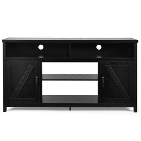 Costway 60728345 59 Inch TV Stand Media Center Console Cabinet with Barn Door for TV's 65 Inch-Black