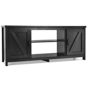 Costway 29186473 59 Inches TV Stand Media Console Center with Storage Cabinet-Black