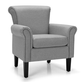 Costway 38019675 Upholstered Fabric Accent Chair with Adjustable Foot Pads-Light Gray