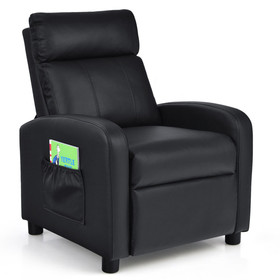 Costway 34605872 Ergonomic PU Leather Kids Recliner Lounge Sofa for 3-12 Age Group-Black
