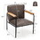Costway 58632719 PU Leather Accent Chair with Rubber Wood Armrests-Gray