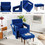 Costway 75839124 Modern Berber Fleece Single Sofa Chair with Ottoman and Waist Pillow-Blue