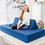 Costway 39418607 4-Piece Convertible Kids Couch Set with 2 Folding Mats-Blue