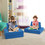 Costway 39418607 4-Piece Convertible Kids Couch Set with 2 Folding Mats-Blue