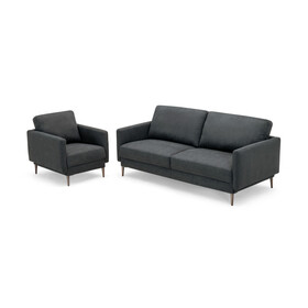 Costway Modern Sofa Couch with Solid Metal Legs and Removable Backrest Cushion-Gray-Sofa Set