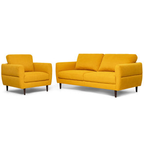 Costway 76253194 2 Pieces Upholstered Sofa Set with Removable Cushion Covers-Yellow