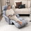 Costway 64983521 6-Position Adjustable Floor Chair with Adjustable Armrests and Footrest-Gray