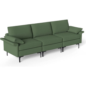 Costway 89743125 Large 3-Seat Sofa Sectional with Metal Legs for 3-4 people-Army Green