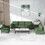 Costway 38572691 Large 3-Seat Sofa Sectional with Metal Legs and 2 USB Ports for 3-4 people-Green