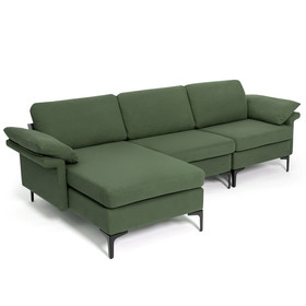 Costway 16537984 Extra Large Modular L-shaped Sectional Sofa with Reversible Chaise for 4-5 People-Army Green