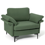 Costway 93687145 Modern Fabric Accent Armchair with Original Distributed Spring and Armrest Cushions-Army Green