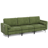 Costway 65123984 3-Seat Sofa Sectional with Side Storage Pocket and Metal Leg-Army Green