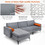 Costway 17948326 Modular L-shaped 3-Seat Sectional Sofa with Reversible Chaise and 2 USB Ports-Gray