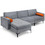 Costway 17948326 Modular L-shaped 3-Seat Sectional Sofa with Reversible Chaise and 2 USB Ports-Gray