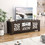 Costway 65431278 55 Inch Retro TV Stand Media Entertainment Center with Mirror Doors and Drawer-Dark Brown