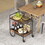 Costway 76154329 Rolling Buffet Serving Cart with Removable Metal Wire Wine Rack-Brown