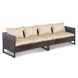 Costway 2 Pieces Patio Furniture Sofa Set with Cushions and Sofa Clips-Gray