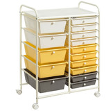 Costway 82619430 15-Drawer Storage Rolling Organizer Cart-Yellow