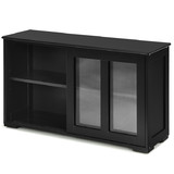 Costway 58413062 Kitchen Storage Cabinet with Glass Sliding Door-Black