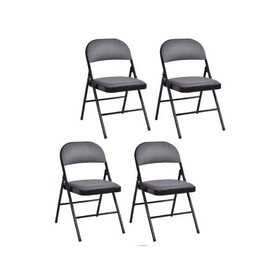Costway 4 Pieces Fabric Upholstered Padded Seat Folding Chairs Seet