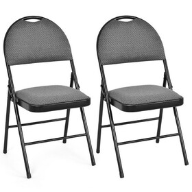 Costway 2/4 Pieces Padded Folding Office Chairs with Backrest-Set of 2