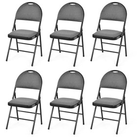 Costway 82130574 Set of 6 Folding Fabric Upholstered Metal Chairs