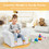 Costway 15768920 Children Upholstered Princess Sofa with Ottoman and Diamond Decoration for Boys and Girls-White