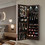 Costway 08914573 Lockable Wall Mount Mirrored Jewelry Cabinet with LED Lights-Brown