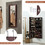 Costway 08914573 Lockable Wall Mount Mirrored Jewelry Cabinet with LED Lights-Brown
