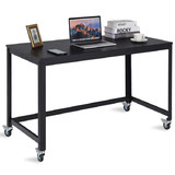 Costway 04723681 Wood Top Metal Frame Rolling Computer Desk Laptop Table-Black