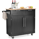 Costway 51649372 Heavy Duty Rolling Kitchen Cart with Tower Holder and Drawer-Black