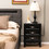 Costway 38701295 3 Drawers Nightstand with Solid Wood Legs for Living Room Bedroom-Black