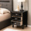 Costway 38701295 3 Drawers Nightstand with Solid Wood Legs for Living Room Bedroom-Black