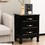 Costway 38701295 3 Drawers Nightstand with Solid Wood Legs for Living Room Bedroom-Black