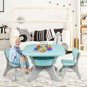 Costway 56942713 Children Kids Activity Table & Chair Set Play Furniture W/Storage-Blue