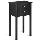 Costway 31089762 Side Table End Accent Table with 2 Drawers-Black