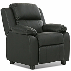 Costway 07528134 Kids Deluxe Headrest  Recliner Sofa Chair with Storage Arms-Black