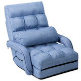 Costway 79381420 Folding Lazy Floor Chair Sofa with Armrests and Pillow-Blue