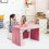 Costway 36759428 Multi-functional Kids Sofa Table Chair Set-Pink