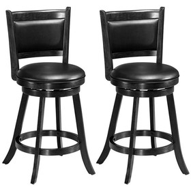 Costway 85324761 2 Pieces 24 Inches Swivel Counter Stool Dining Chair Upholstered Seat-Black