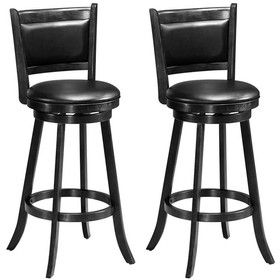 Costway 92130758 Set of 2 29 Inch Swivel Bar Height Stool Wood Dining Chair Barstool-Black