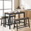 Costway 79803124 4 pcs Solid Wood Counter Height Dining Table Set-Coffee