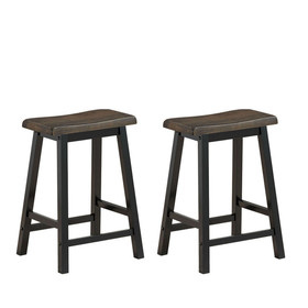 Costway 24901367 24 Inch Height Set of 2 Home Kitchen Dining Room Bar Stools-Gray